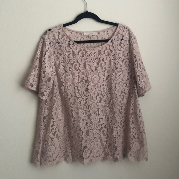 LOFT Tops - LOFT Mauve Lace Top